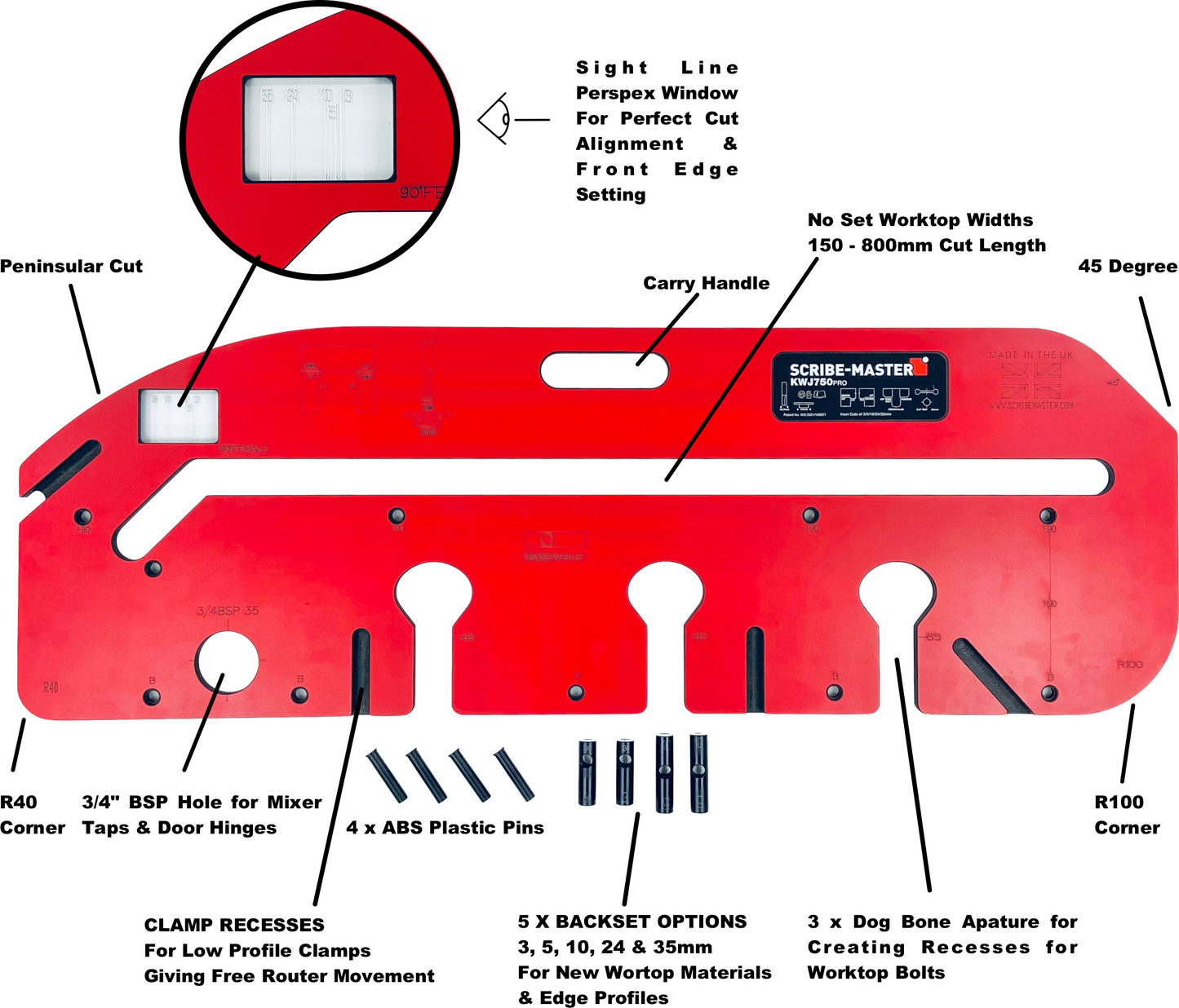 SCRIBE-MASTER - Kitchen Worktop Jig 750 Pro with Sight Line Technology Window